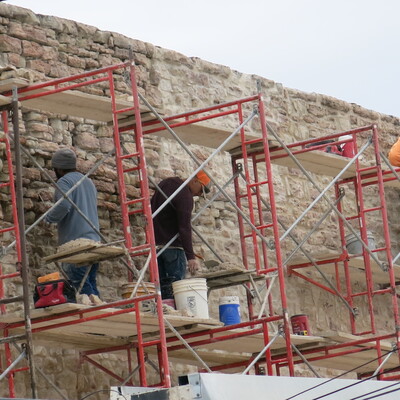 Cool work being done on the  building stone! Thank you Match Day Donors!