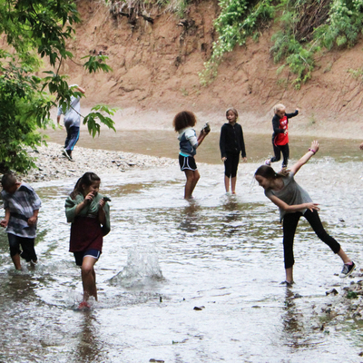 All ages love to explore our creek