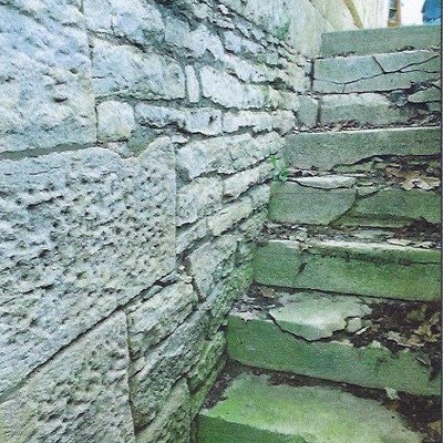 Bank building steps and wall before restoration 11-2024