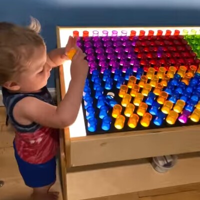 Light table fun in our Loretto Langley Kidville Crossing