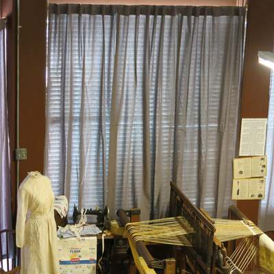 Match Day Funds at Work, new curtians to darken "Domestics" display room