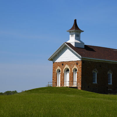 Arvonia School sits stately on the hill.