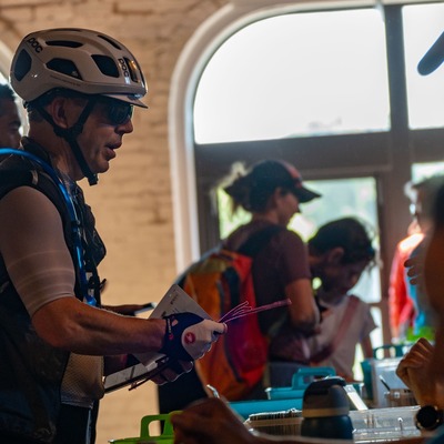 Unbound Gravel bike race packet pick up on the third floor of LCHC.
