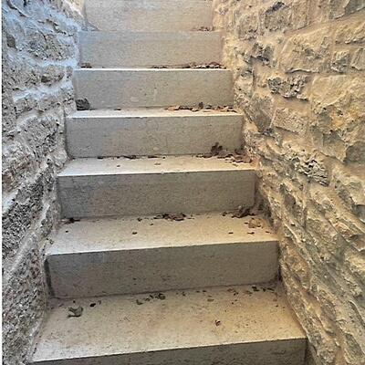 Bank building basement steps and wall restoration finished 11-2024
