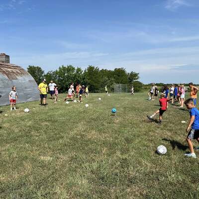 Visit from Emporia Soccer Academy Coach during Sports Mania!