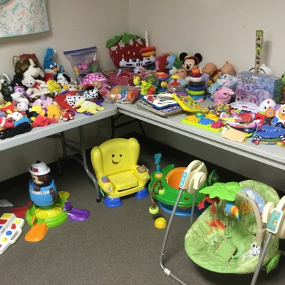 Toys and books are provided also.