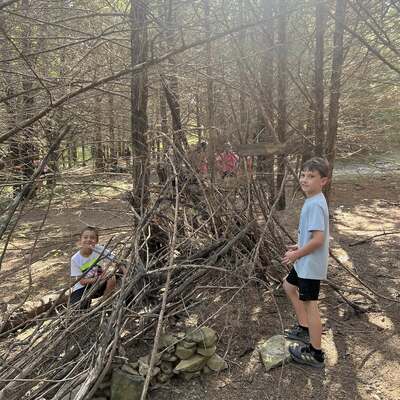 The campers love building forts!