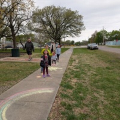 Kids enjoying the Chalk Obstacle Course!