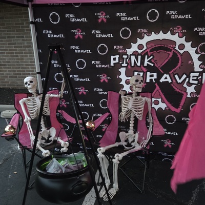 The Pink Gravel Skeleton Crew promoting the fund at a 2025 KC Trunk n Treat event.