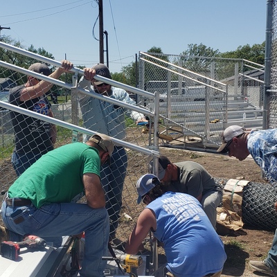 THE BLEACHERS (built all by volunteers)....hours and hours, days and days, with heat & KS wind.