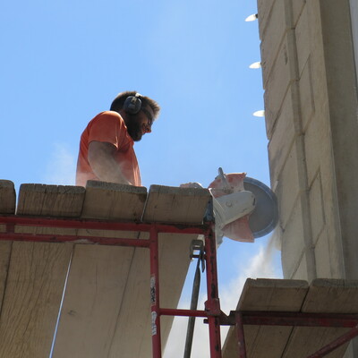 Cutting out the damaged stone