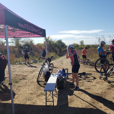 The Pink Gravel crew will set up practically anywhere to give support to others.