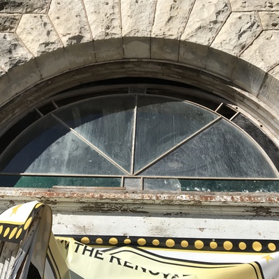 The beautiful fan light in the lobby that will be restored to its original status