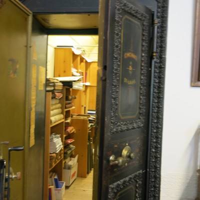 The Bank building holds an original bank safe to view that holds many archives also.